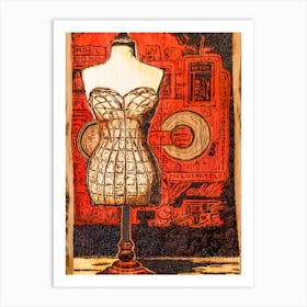 Dress Form In Red And Gold Art Print