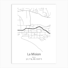 La Mision,Mexico Minimalist Map Art Print