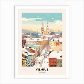 Vintage Winter Travel Poster Vilnius Lithuania 1 Art Print