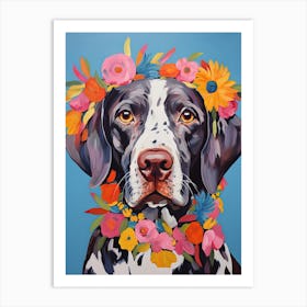 Pointer Portrait With A Flower Crown, Matisse Painting Style 1 Art Print
