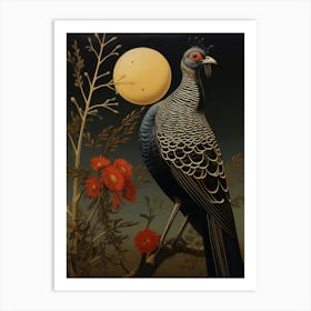 Dark And Moody Botanical Pheasant 1 Art Print