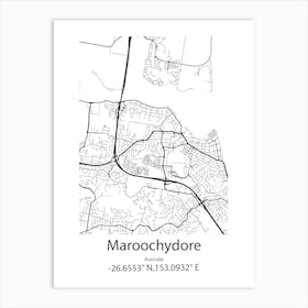 Maroochydore,Australia Minimalist Map Art Print