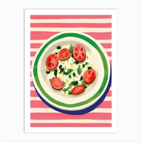 A Plate Of Tomatoes, Top View Food Illustration 3 Art Print