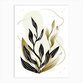Black and Gold Botanical 2 Art Print