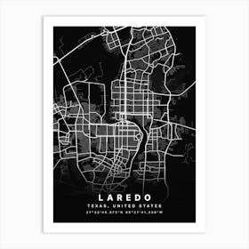 Laredo Texas USA Black Map Art Print