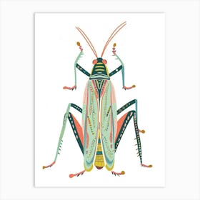 Colourful Insect Illustration Grasshopper 11 Art Print