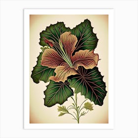 Hibiscus Leaf Vintage Botanical 3 Art Print