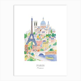 Paris France Gouache Travel Illustration Art Print