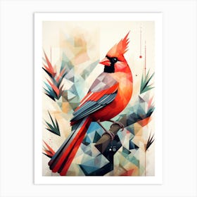 Bird Painting Collage Cardinal 1 Art Print