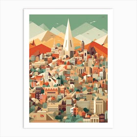 Madrid, Spain, Geometric Illustration 2 Art Print