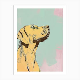 Rhodesian Ridgeback Pastel Line Watercolour Illustration 1 Art Print