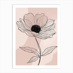 Line Art Sunflower Flowers Illustration Neutral 11 Art Print