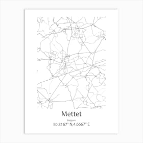 Mettet,Belgium Minimalist Map Art Print