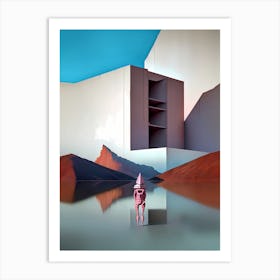 Man In Front Of A Building Art Print