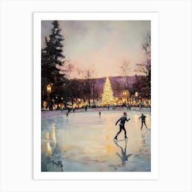 Ice Skating At Christmas Art Print