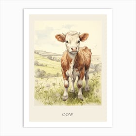 Beatrix Potter Inspired  Animal Watercolour Cow 2 Art Print