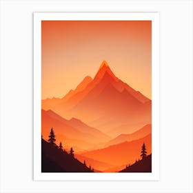 Misty Mountains Vertical Composition In Orange Tone 300 Art Print