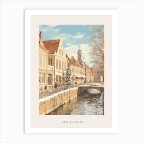 Vintage Winter Poster Bruges Belgium 5 Art Print