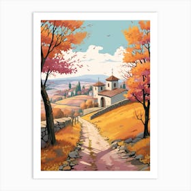 Camino De Santiago Spain 3 Hike Illustration Art Print