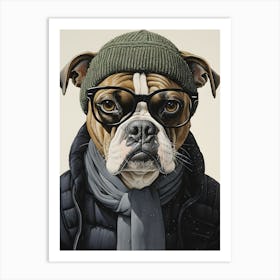 Boxer Dog Wearing Glasses Art Print