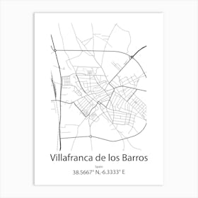 Villafranca De Los Barros,Spain Minimalist Map Art Print