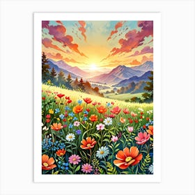 Sunset In The Meadow 19 Art Print