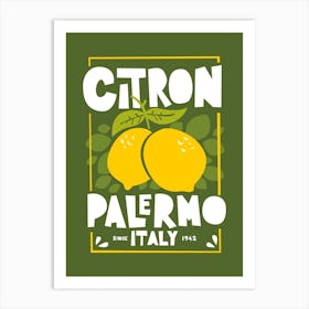 Green Citron Palermo Italian Lemons Art Print