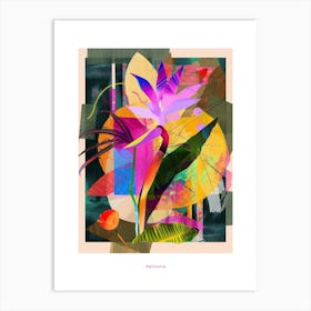 Heliconia 4 Neon Flower Collage Poster Art Print