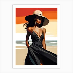 Illustration of an African American woman at the beach 117 Art Print