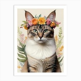 Balinese Javanese Cat With Flower Crown (15) Art Print