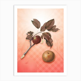 Apple Vintage Botanical in Peach Fuzz Tartan Plaid Pattern n.0221 Art Print