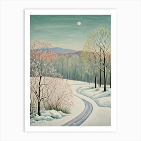 Snowy Road In Pastel Art Print