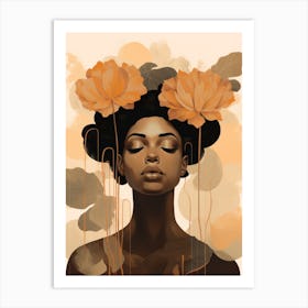 Black Woman With Flowers 2 Art Print