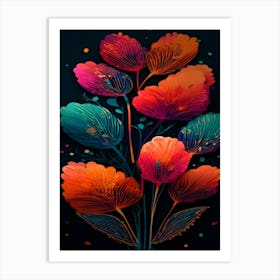 Colorful Flowers In A Vase Art Print