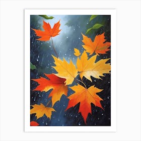 Autumn Leaves In Rain Art Print