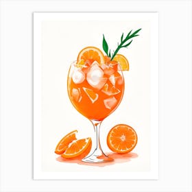 Aperol With Ice And Orange Watercolor Vertical Composition 17 Art Print