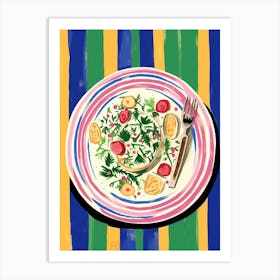 A Plate Of Canelloni, Top View Food Illustration 1 Art Print