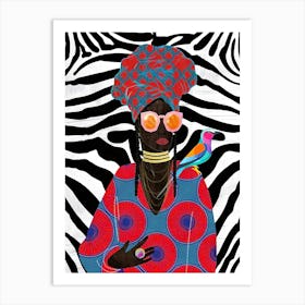 African Woman With Bird Art Print