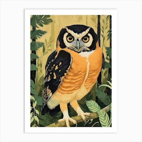 Spectacled Owl Relief Illustration 4 Art Print