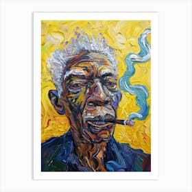 Old Man Smoking A Cigarette 1 Art Print