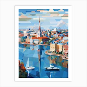 Helsinki, Finland, Geometric Illustration 4 Art Print