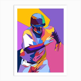Colorful Baseball Player Art Print