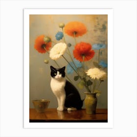 Odilon Redon Inspired Still Life Cat Art Print