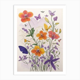 Orchids And Butterflies Art Print