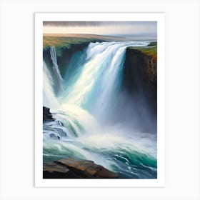 Gullfoss, Iceland Peaceful Oil Art  Art Print