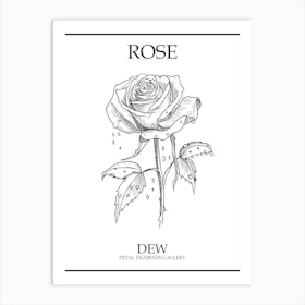 Rose Dew Line Drawing 2 Poster Art Print