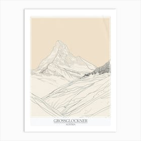 Grossglockner Austria Color Line Drawing 7 Poster Art Print