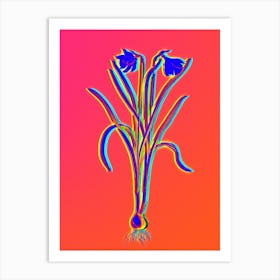 Neon Narcissus Candidissimus Botanical in Hot Pink and Electric Blue n.0548 Art Print