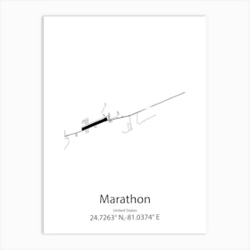 Marathon,United States Minimalist Map Art Print