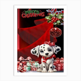 Christmas Dalmatian Puppy Art Print